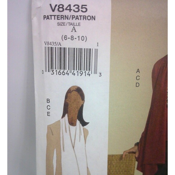 Vogue V8435 Loose Fitting Jacket Asymmetrical Top Skirt Pants 6-10 Uncut - Picture 2 of 3